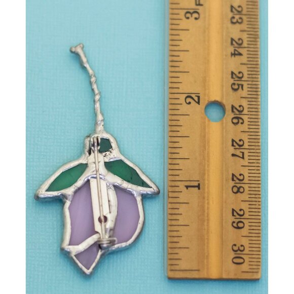 Vintage Silver Tone Floral Purple Elegant Brooch - E32 - Picture 3 of 3